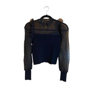 Forever21 Black Sheer mesh TOP /  Shirt Size Small